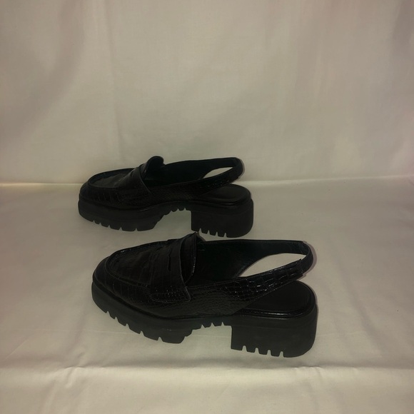 Freda Salvador Black Croc Leather Slingback Flats Women's US 7 - Picture 6 of 7